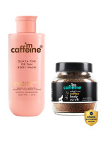 mCaffeine De-Tan and Exfoliating Body Combo Guava DeTan Body Wash and Coffee Body Scrub(2 Items in the set)