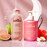mCaffeine Guava Tini Body Wash & Sweet Escape Body Lotion | Glycolic Acid, Niacinamide(2 Items in the set)