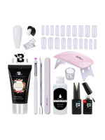 BOZLIN Premium Poly Gel Nail Extension Combo Kit With Top & Base Coat & UV Led Nail Lamp (White)(11 Items in the set)