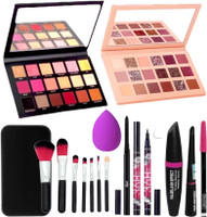 Mehaay cosmetics Eyeshadow palette Nude and Rose gold 18 Shades 18g (Multi Color) + Brushes pack of 7+ Eye make kit(16 Items in the set)