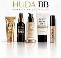 huda.bb Makeup combo of high coverage foundation primer fixer concealer and BB cream(5 Items in the set)