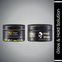 TRU HAIR & SKIN Nourishing Night Cream & Matte Finish Hair Wax Combo - 50gm Each | All-in-One Skin & Hair Care(2 Items in the set)