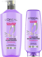 L'Oréal Paris Moisture Shampoo 650ml + Conditioner 175ml Combo for 72HR Hydrated Hair(2 Items in the set)
