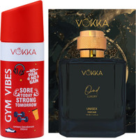 VOKKA Oud Perfume 100ml & Gym Vibes Deodorant 150ml Combo | Unisex Long Lasting(2 Items in the set)