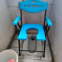 cutfine Premium Folding Commode Chair Indian Toilet Seat For Elderly Disabled,Paitent Commode Chair(Blue)