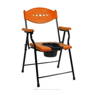 Bry Folding Commode Chair for Senior Citizens & Patients | Waterproof Shower Chair Commode Shower Chair(Orange)