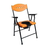 ojla Folding Commode Chair for unisex/ADULT Comfortable Safe chair Commode Chair(Orange)