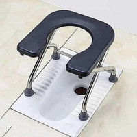 GROWDEALS Commode Chair for unisex/ADULT Comfortable Safe chair(BLUE WITH POT) Commode Chair(Steel, Black)