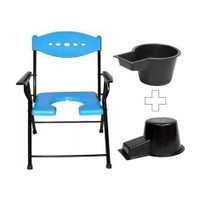 cutfine Free 2 pot Folding Commode chair unisex,potty chair for adult,bedside commode Commode Chair(Blue)