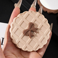 SREEMANTR Cute Waffle Compact Mirror with Bow Foldable Pocket Makeup Mirror for Girls