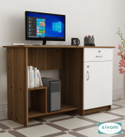SIVOM Classy Study/Home Office Engineered Wood Computer Desk(Straight, Finish Color - Lyon Teak, White, Knock Down)
