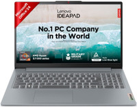 Lenovo IdeaPad Slim 3 AMD Ryzen 5 Quad Core 7520U - (16 GB/512 GB SSD/Windows 11 Home) IdeaPad Slim 3 15AMN8 Thin and Light Laptop(15.6 inch, Arctic Grey, 1.62 kg, With MS Office)