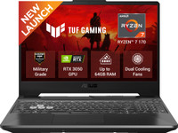 ASUS TUF Gaming A15 (2026) AMD Ryzen 7 Octa Core 170 - (16 GB/512 GB SSD/Windows 11 Home/4 GB Graphics/NVIDIA GeForce RTX 3050/144 Hz) FA506NCQ-IN080W Gaming Laptop(15.6 inch, Graphite Black, 2.3 kg)