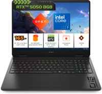 HP OMEN (i7 14th Gen) Intel Core 7 240H - (24 GB/1 TB SSD/Windows 11 Home/8 GB Graphics/NVIDIA GeForce RTX 5050) 16-am0277TX Gaming Laptop(16 Inch, Shadow black, black chrome logo, 2.43 Kg, With MS Office)