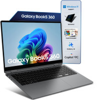 Samsung Galaxy Book5 360 Next Gen AI PC Full Metal Chasis Intel Core Ultra 5 226V - (16 GB/512 GB SSD/Windows 11 Home) NP750QHA 2 in 1 Laptop(15.6 Inch, Gray, 1.46 Kg, With MS Office)