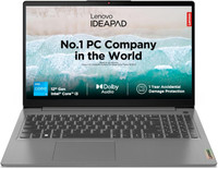 Lenovo IdeaPad 3 Intel Core i3 12th Gen 1215U - (8 GB/512 GB SSD/Windows 11 Home) 82RK01ABIN Thin and Light Laptop(15.6 inch, Arctic Grey, 1.63 Kg, With MS Office)