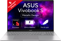 ASUS Vivobook S16 OLED (2025) with Backlit Keyboard, Metal Body*, Snapdragon X - (16 GB/512 GB SSD/Windows 11 Home) S3607QA-SH075WS Thin and Light Laptop(16 Inch, Cool Silver, 1.74 Kg, With MS Office)