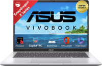 ASUS Vivobook 14 (2025) with Office 2024 + M365 Basic*, Backlit Keyboard, Snapdragon X - (16 GB/512 GB SSD/Windows 11 Home) X1407QA-LY058WS Thin and Light Laptop(14 Inch, Cool Silver, 1.49 Kg, With MS Office)