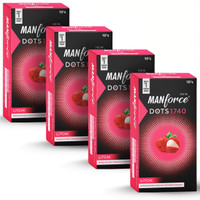 MANFORCE Extra Dotteds, Litchi Flavoured Condom(Set of 4, 40 Sheets)