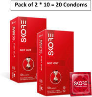 SKORE NotOut s | Climax Delay Lubrication | 1500+ Dots Condom(Set of 2, 20 Sheets)
