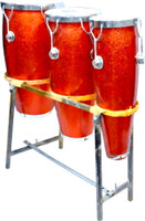 Mayur Musical Congo 3 Drums with Stand – Hand Percussion for Stage Studio & School Drum Set Fiber Bongo(32 cm)