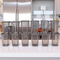 Vittamix Plastic Grocery Container  - 1100 ml(Pack of 12, Black)