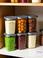 Vittamix Plastic Grocery Container  - 1100 ml(Pack of 6, Black)
