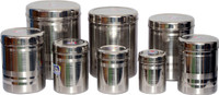 Tactware Steel Grocery Container  - 2.5 L, 2.1 L, 1.5 L, 1 L, 0.85 L, 0.65 L, 0.45 L, 0.25 L(Pack of 8, Silver)