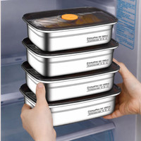 Zigmo Stainless Steel Utility Container  - 1000 ml(Pack of 4, Silver)