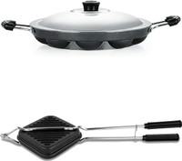 RBGIIT Non-Stick Aluminium Grill Sandwich Bread Toaster | Appam Patra with Steel Lid K3 Toast(Grey)