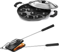 Masox Store Non-Stick Coated Combo Sandwich Toaster, 12 Cavity Appam Patra with Steel Lid S2 0 W Pop Up Toaster(Black)