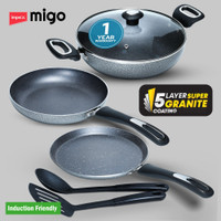 IMPEX Nonstick Induction Bottom Granite Festival GiftMFKT 5 Layer Super Granite Induction Bottom Non-Stick Coated Cookware Set(Aluminium, 6 - Piece)