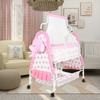 CREW4 Cradle for kids cradle for baby boy and girl Cradle With Swing & Mosquito Net(Pink)