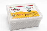 Flosee Cotton Ear Buds Swabs, Square Storage Jar, Paper Stems(200 Units)
