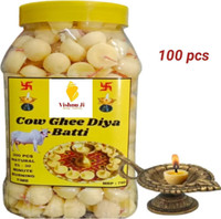 Vishnu Ji Ghee Diya Batti for Pooja Wax Free Cotton Jyot Batti Long Burning 101 Pcs Cotton Wick(Pack of 100)