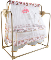 mama luv mee Premium Quality Golden Baby Cradle with Swing | Mosquito Net | Baby Palna(Gold)