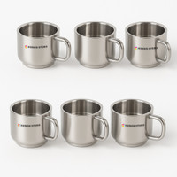 Human Hydro Pack of 6 Stainless Steel Prime Tea Cups | 6-Piece Premium Large Cups(Steel, Cup Set)