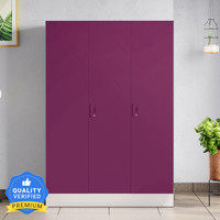 Interio by Godrej Slimline 3 Door with Locker Metal Almirah(Finish Color - Body: Royal Ivory, Door: Textured Purple, Knock Down)
