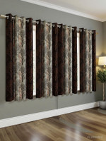 Achintya 153 cm (5 ft) Window Polyester Semi Transparent Curtain (Pack Of 4)(Brown, Grey, Printed)