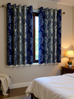 Adimanav 152.4 cm (5 ft) Window Polyester Semi Transparent Curtain (Pack Of 2)(Blue, Self Design)