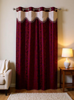 Tidy 210 cm (7 ft) Door Polyester Curtain Single Curtain(Purple, Maroon, Floral)