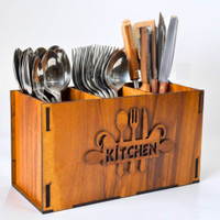 Crafty Dukan Wooden Kitchen Organizer Wooden Cutlery Set(Pack of 1)