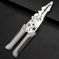 XBEY Multifunctional Wire Stripper Cable Cutter Plier, Electrical Wire Stripping Tool Multi Utility Plier(1 Tools, Beige, Black)