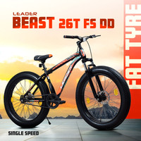 LEADER Beast 26x400 Fat Tire Cycle for Men | Bicycle Front Suspension, Dual Disc Brakes 26 T (inch) Mountain Cycle(Single Speed, Black, Only Front Suspension)
