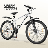 Urban Terrain Galaxy Ultra 26T High Performance MTB Geared Cycles For Men With Disc Brake 26 T (inch) Road Cycle(21 Gear, White, Black, Only Front Suspension)
