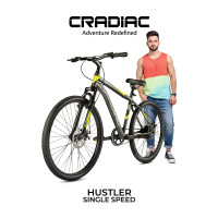 CRADIAC HUSTLER X7 SINGLE SPEED|FRONT SUSPENSION FORK| DUAL DISC BRAKE 29 T (inch) Mountain Cycle(Single Speed, Grey, Only Front Suspension)