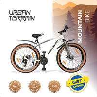 Urban Terrain Aeroblast 27.5T Alloy MTB Cycles Shimano Geared for Men with Dual Disc Brake 27.5 T (inch) Road Cycle(21 Gear, White, Grey, Only Front Suspension)
