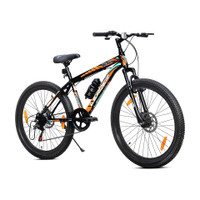 LEADER Beast MultiSpeed Bike with FS & DD Brake 26 T (inch) Mountain Cycle(7 Gear, Black, Only Front Suspension)