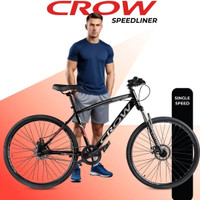 Crow SPEEDLINER SINGLE SPEED|FRONT SUSPENSION|DUAL DISC|HYBRID|700C 700C T (inch) Hybrid Cycle/City Bike(Single Speed, Black, Only Front Suspension)