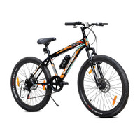 LEADER Beast 24T Multispeed (7 Speed) Bike with Front Suspension & Dual Disc Brake 24 T (inch) Mountain Cycle(7 Gear, Black, Orange, Only Front Suspension)